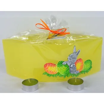 Svícen Parafínový svícen-lampion loďka 265x95mm - Velikonoční zajíček - žlutý