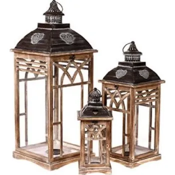 Lucerna Lucerny LEONARDA - hnědá barva, sada 3 kusů