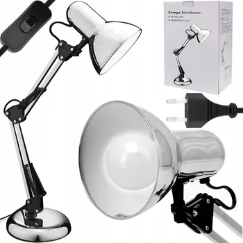 Lampička Skládací LED stolní lampička stříbrná chromovaná