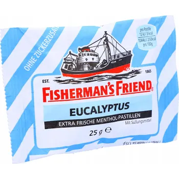 Bonbon Bonbóny bez cukru, pudrové pastilky Fisherman's Friend Eucalyptus 25 g