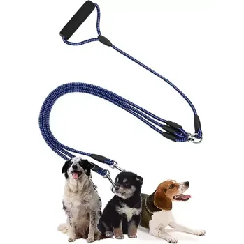 Vodítko pro psa TopTechnology Vodítko pro psy Pet Dog Nylon 3 v 1 s rukojetí, délka: 124cm (modré)