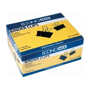 Kancelářská sponka Kovový klip černý 51mm, balení 12ks