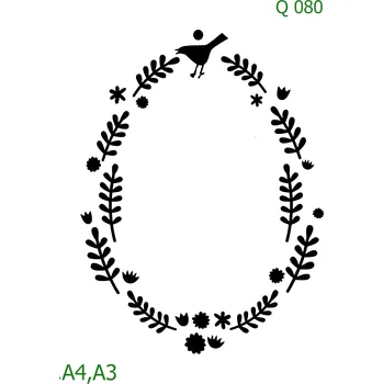 Plastová šablona pro malování - Srdce a věnečky - Věneček se slepičkou (Q080) - A3 , Lepící fólie