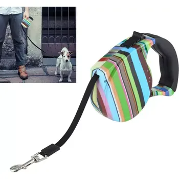 Vodítko pro psa TopTechnology 5m Retrakční Flexibilní Vodítko pro Psy (Styl Barevných Pruhů)