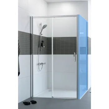 Hüppe Classics 2 EasyEntry - Posuvné dveře 1-dílné s pevným segmentem 2000x1550 mm, upevnění vlevo, stříbrná pololesklá, čiré sklo s Anti-Plaque C25307.069.322