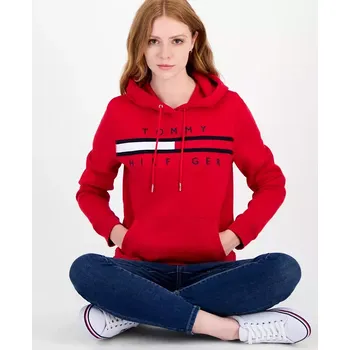 Dámská mikina Tommy Hilfiger dámská mikina Embroided Logo červená XL