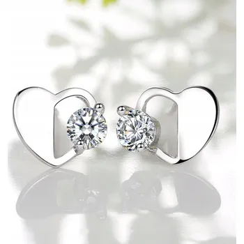 Náušnice NÁUŠNICE PEcky Srdíčka se Zirkony Stříbrné Puzety