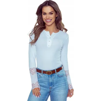 Dámská halenka Eldar Jesenia viskózová halenka s dlouhými krajkovými rukávy bílá 3XL