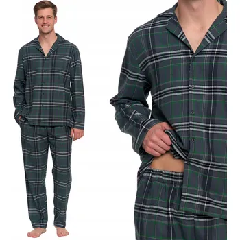 Pánské pyžamo Pánské bavlněné pyžamo dvoudílné teplé MORAJ na knoflíky 3XL