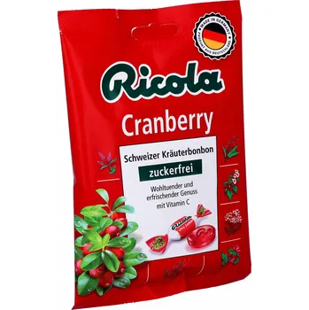 Bonbon Ricola Švýcarské bylinné bonbóny Cranberry Bonbóny bez cukru 75 g