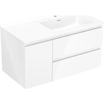 Mexen Orio szafka łazienkowa 90 cm z umywalką Otis prawą, 2S, 1D, biała połysk - 91A13-09047-3-BBFFF00-W18P00