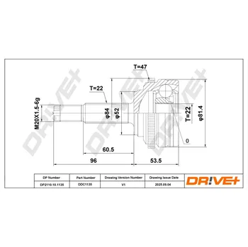 Hřídel nápravy Sada kloubu hnacího hřídele DRIVE+ DP2110.10.1135