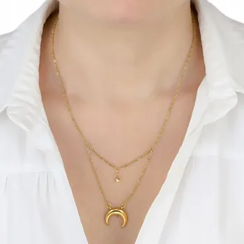 Náhrdelník NÁHRDELNÍK dvojitý OCEL UŠLECHTILÁ POZLÁCENÁ