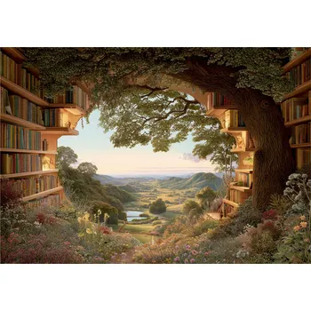 Fototapeta FOTOTAPETA 3D STROM KNIHOVNA LOŽNICE OBÝVACÍ POKOJ TAPETA VLIESOVÁ 300x210