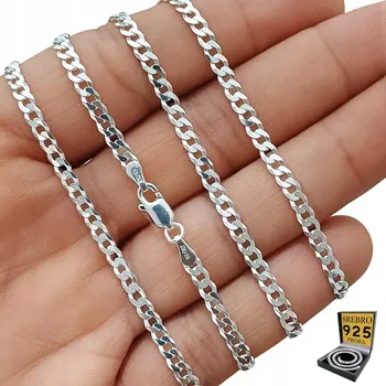 Řetízek WŁOSKI Łańcuszek Srebrny Męski SREBRO pr.925 Řetěz PLNÝ Diamantovaný