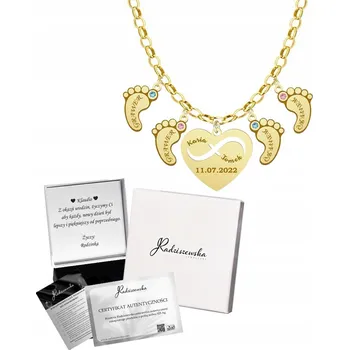 Náhrdelník Zlatý Náhrdelník Srdce Stopy Jméno Dítěte Dárek Stříbro 925 GRAVÍROVÁNÍ DÁREK