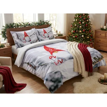 Povlečení Povlečení z mikrosaténu WINTER GNOME šedé + povlak na polštářek 45 x 45 cm zdarma Rozměr povlečení: 70 x 90 cm | 140 x 200 cm