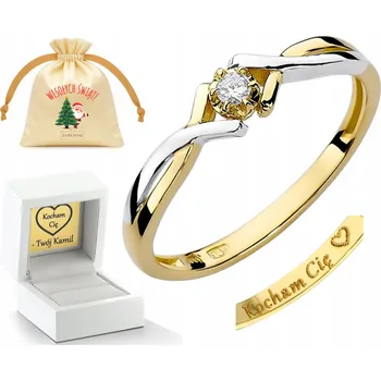 Prsten ZLATÝ PRSTÝNEK S BRILIANTEM GRAVÍROVÁNÍ DÁREK 585