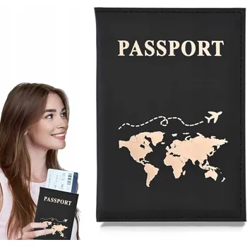 Peněženka Pouzdro na cestovní pas KOŽENÉ pouzdro na doklady peněženka ZLATÝ MOTIV černá