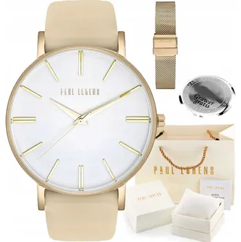 Hodinky Dámské hodinky Paul Lorens JULIE béžový řemínek + mesh náramek