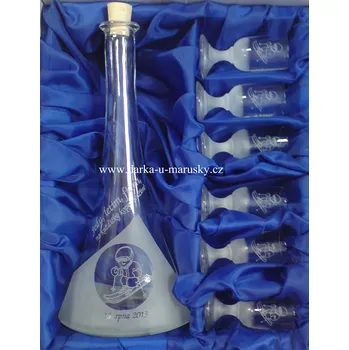 Pískovaná velká sada kónická 6 + 1 dekor - LYŽAŘ