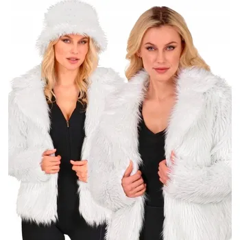 Dámská bunda Dámská plyšová bunda bílá, festivalová, rock and roll, velikost L/XL