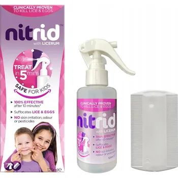 Repelent NitRid Sada proti vším – Aerosol, sprej, hřeben. Zabíjí vši za 5 minut. 150 Ml
