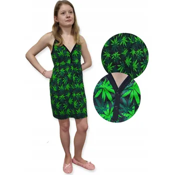 Dámská noční košile Dámská NOČNÍ KOŠILE s ramínky, velikost XXL, rozepnutá, s listy