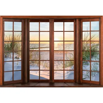 Fototapeta FOTOTAPETA OKNO 3D PLÁŽ MOŘE DO LOŽNICE OBÝVÁKU TAPETA NA ZEĎ 350x250