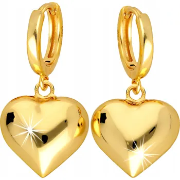 Náušnice Zlaté Náušnice 925 Velká Srdce Plná Nafouknutá Srdíčka Stříbro Pozlacené