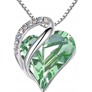 Náhrdelník Stříbrný Náhrdelník Srdce s Peridotem Moissanitem Kámen Ocel Ocel Dárek