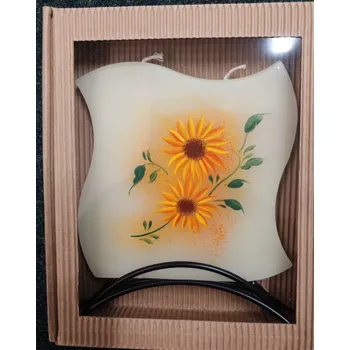 Svíčka Plochá svíčka slunečnice (Plochá svíčka ve stojánku)