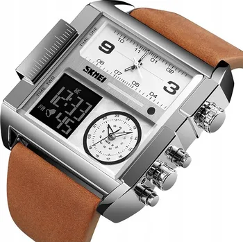 Hodinky Pánské hodinky SKMEI digitální, řemínek kožený