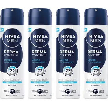 NIVEA MEN DERMA CONTROL DEFEND Pánský antiperspirant 72h ve spreji 150 Ml x4