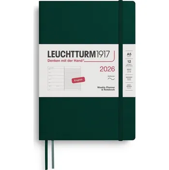 Diář Weekly Planner & Notebook 2026 Medium (A5) Forest Green Papírnictví DN00562310