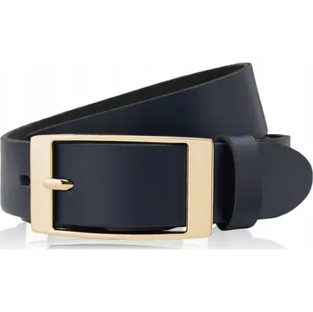 Opasek PÁSEK tmavě modrý kožený opasek 90 cm se stříbrnou přezkou PAOLO PERUZZI PG-02