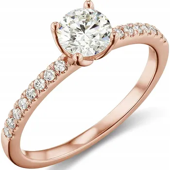 Prsten Prstýnek Růžové Zlato Briliant Velikost 14 Zirkon z Chirurgické Oceli