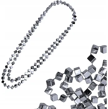 Náhrdelník Barevné korálky stříbrné dlouhé plastový náhrdelník kostka