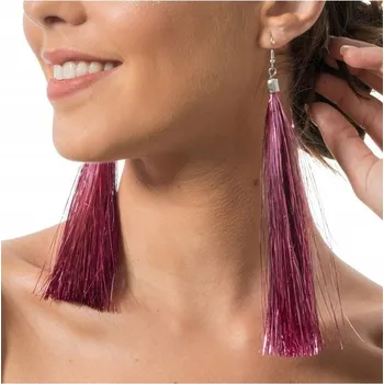 Náušnice NÁUŠNICE Z LAMETY RŮŽOVÉ ZLATO 15 CM DOPLNĚK KARNEVAL FESTIVAL KONCERT PARTY