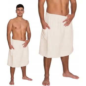 Pánské pareo do sauny ecru KILT na suchý zip S/M