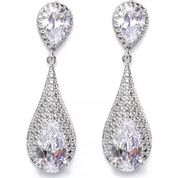 Náušnice Dámské Náušnice SVATEBNÍ zirkony DLOUHÉ stříbrné