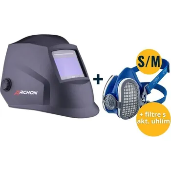 Svářečka Set svářecí kukla MOST ARCHON black + Polomaska ​​GVS Elipse P3 RD SPR337 velikost S/M