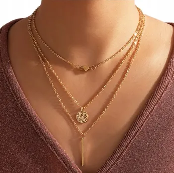 Náhrdelník Zlatý Náhrdelník trojitý MULTI Řetízek Kruh