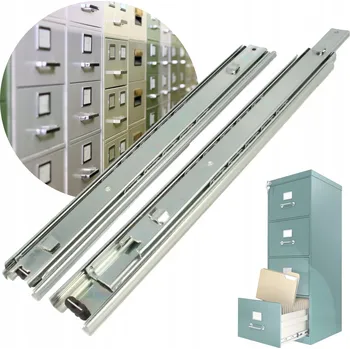 Kuličkové pojezdy pro kovové zásuvky skříní, plný výsuv, doraz, nosnost 45 kg, délka 300 mm