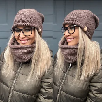 Čepice Komplet čepice + nákrčník Barva: Tmavě hnědá