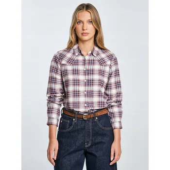 Dámská košile BIG STAR DÁMSKÁ FLANELOVÁ KOŠILE Z VISKÓZY KOSTKOVANÁ MODRÁ DRENI 401 S