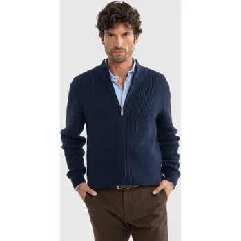 Pánský svetr BIG STAR PÁNSKÝ SVETR SE STOJÁČKEM TMAVĚ MODRÝ KARLISON 403 4XL