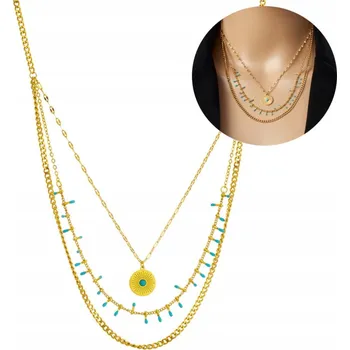 Náhrdelník Náhrdelník Celebrity Dámský Zlatý Boho 18K Pozlacený 316L Ocel