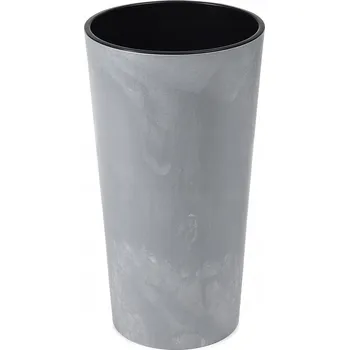 Květináč Plast Květináč šedý Lamela 19 cm x 19 x 36 cm