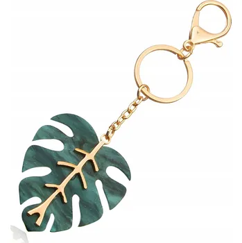 PŘÍVĚSEK PŘÍVĚSEK NA KLÍČE PŘÍVĚSKEM S LISTY MONSTERY ZELENO-ZLATÁ